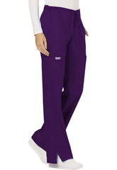 Cherokee Mid Rise Moderate Flare Drawstring Pant in Eggplant